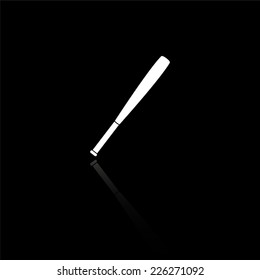 Baseball Bat icon - vector illustration with reflection isolated on black