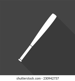 baseball bat icon - vector illustration with long shadow isolated on gray 