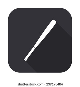 baseball bat icon - vector illustration with long shadow isolated on gray