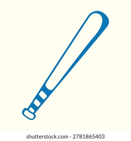 Baseball bat illustrated with smooth contours and a rounded handle, created as a minimal sports icon for athletic and recreation themed graphics.