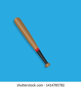 baseball bat isolated on blue background. baseball bat with shadow