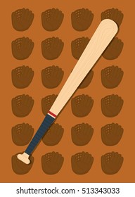 baseball bat leather glove icon vector illustration graphic design