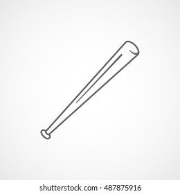 Baseball Bat Line Icon On White Background