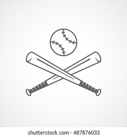 Baseball Bat Line Icon On White Background