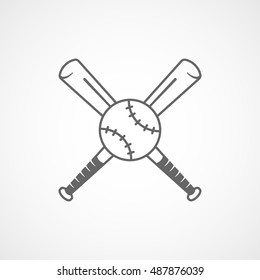 Baseball Bat Line Icon On White Background