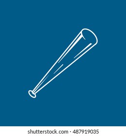 Baseball Bat Line Icon On Blue Background