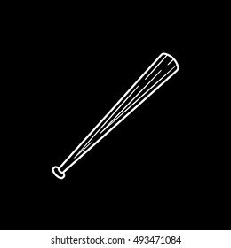 Baseball Bat Line Icon On Black Background