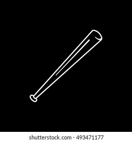 Baseball Bat Line Icon On Black Background