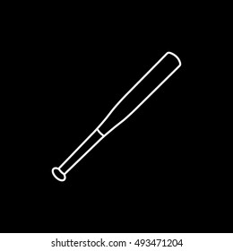 Baseball Bat Line Icon On Black Background