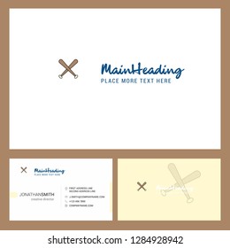 Baseball Bat Logo Design With Tagline & Front And Back Busienss Card Template. Vector Creative Design