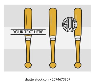 Baseball Bat Monogram, Split Monogram, Circle Monogram, Sports, Baseball Stick, clipart, Ball Silhouette, Baseball Game,