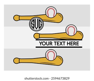 Baseball Bat Monogram, Split Monogram, Circle Monogram, Sports, Baseball Stick, clipart, Ball Silhouette, Baseball Game,