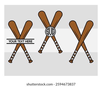 Baseball Bat Monogram, Split Monogram, Circle Monogram, Sports, Baseball Stick, clipart, Ball Silhouette, Baseball Game,