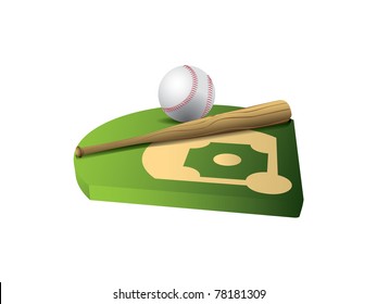 Baseball And Bat On 3d Field