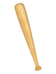 Baseball Bat On White Background, Vector Illustration.