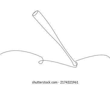 Baseball bat one line art. Continuous line drawing of wooden, pitcher, hardball, softball, sports, activity, american, game, training, competitive, leisure, professional, play.