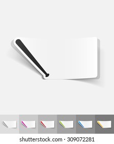 baseball bat paper sticker with shadow. Vector illustration