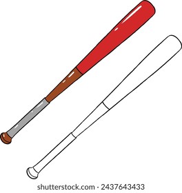 Baseball bat red colour illustration.