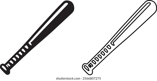 Baseball Bat Silhouette and Line Art Vector Illustration Design for Sports Graphics and Creative Projects.