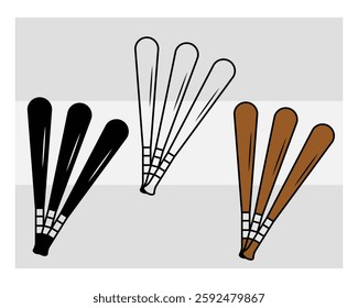 Baseball Bat, Baseball Silhouette, Baseball Stick, Sports Silhouette,  Game, Clipart, Outline, Baseball Images, Cut Files