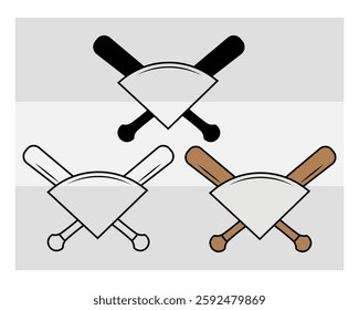 Baseball Bat, Baseball Silhouette, Baseball Stick, Sports Silhouette,  Game, Clipart, Outline, Baseball Images, Cut Files