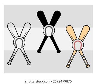 Baseball Bat, Baseball Silhouette, Baseball Stick, Sports Silhouette,  Game, Clipart, Outline, Baseball Images, Cut Files