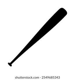 Baseball Bat Silhouette Vector Illustration. This vector graphic displays a solid black silhouette of a classic baseball bat.