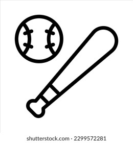Baseball Bat Simple Line Icon Symbol