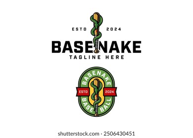 baseball bat with snake coil modern badge logo vector design collection for baseball sport club, tournament, t-shirt and merchandise designs 