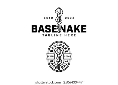 baseball bat with snake coil outline logo vector design collection for baseball sport club, tournament, t-shirt and merchandise designs 