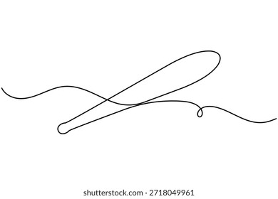 Baseball bat sport icon continuous one line drawing on white background minimalist training stick symbol outline vector illustration