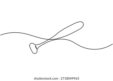 Baseball bat sport icon continuous one line drawing on white background minimalist training stick symbol outline vector illustration