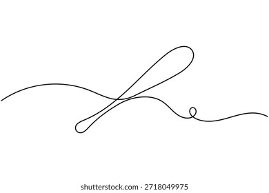 Baseball-Fledermaus-Sport-Symbol durchgehende einzeilige Zeichnung auf weißem Hintergrund minimalistischer Trainingsstab Symbol Umriss Vektorgrafik