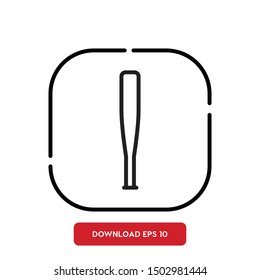 Baseball bat, sport symbol outline vector icon