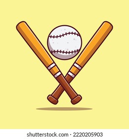 Baseball bat or baseball stick and ball vector illustration. Baseball cartoon vector. Sport equipment vector