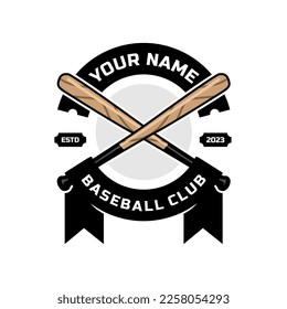 Baseball bat stick sport logo illustration