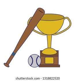 baseball bat trophy cup and ball