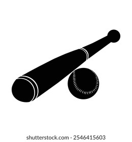 Baseball Bat Vector Clip Art Outline Silhouette Set. Baseball Sport Bat Minimal Isolated, Illustration Vector Collection.