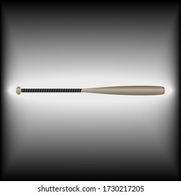 Baseball bat. Vector drawing. Background black and white.
