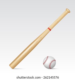 Baseball bat and baseball. Vector EPS10 illustration. 