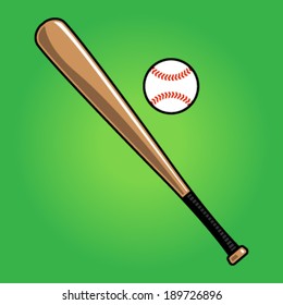 Baseball bat and baseball vector illustration