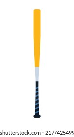 Baseball bat vector illustration isolated on white background, the american favorite sport. Yellow Aluminum baseball bat isolated on white background. Baseball concept. American sport game.