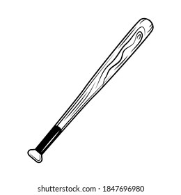 Ilustración vectorial del bate de béisbol. Palo de madera para juego deportivo o pelea callejera. Concepto de guerra de guetos o lucha callejera para emblemas de pandillas o plantillas de tatuajes