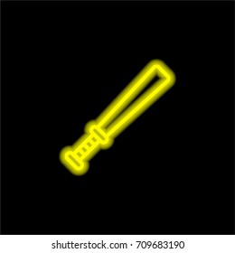 Baseball bat yellow glowing neon ui ux icon. Glowing sign logo vector