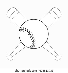 Baseball bats and ball icon, isometric 3d style 