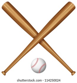 Baseball bats and ball on a white background. Vector illustration.