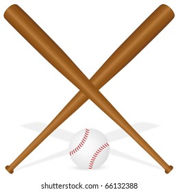 Baseball bats and ball on a white background. Vector illustration.