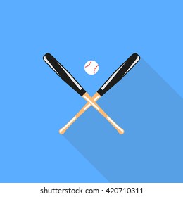 Baseball bats and ball sign icon. Vector flat