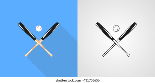 Baseball bats and ball sign icon vector set. Flat. solid