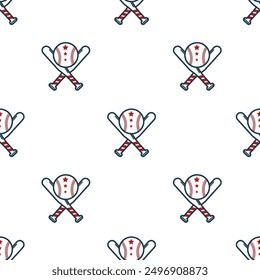 Baseball Bats Ball Stars Pattern
